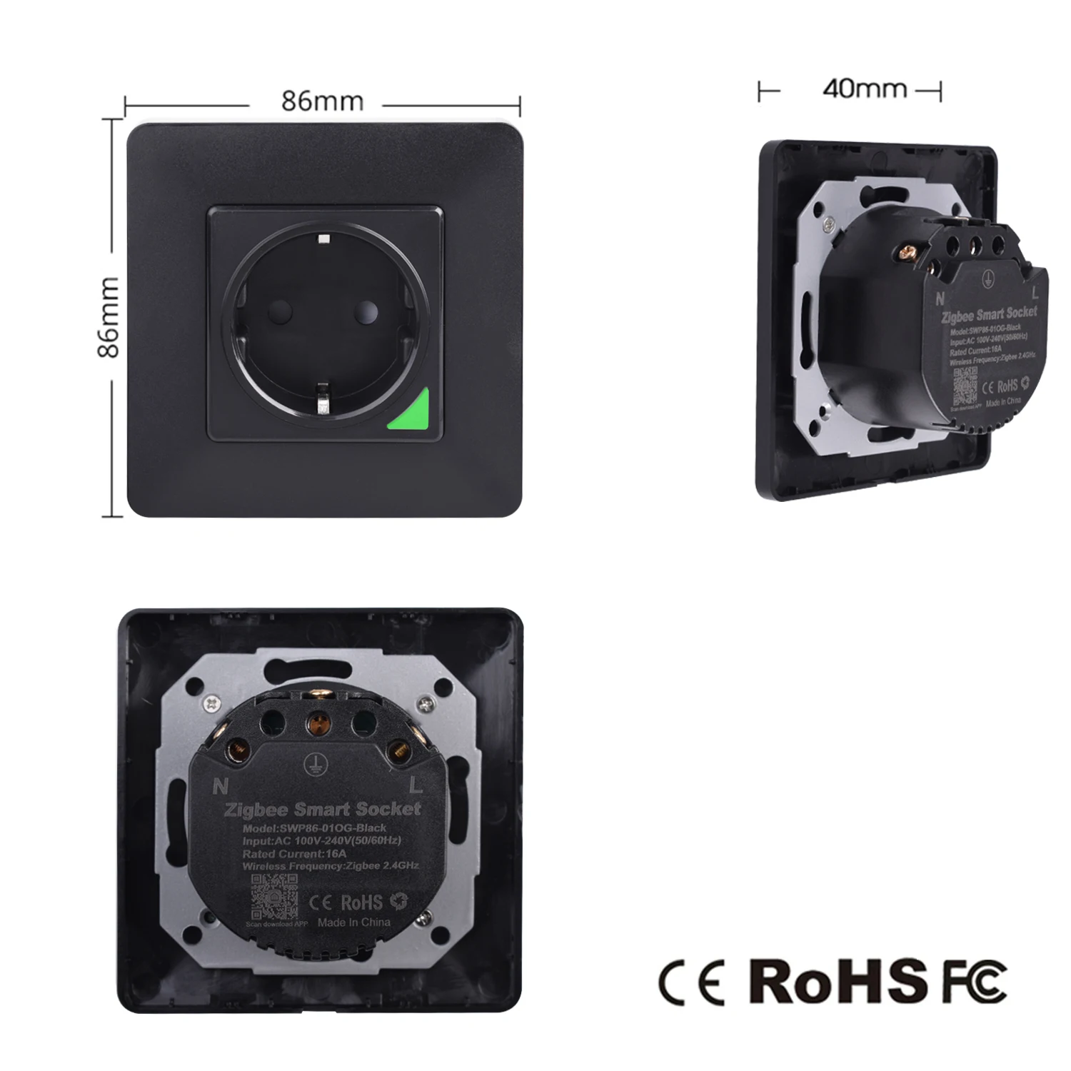 COSWALL Zigbee 3.0 Tuya Wall EU Socket With On / Off Backlight Timer Switch Work With Alexa Google Home Yandex Alice/SmartThings