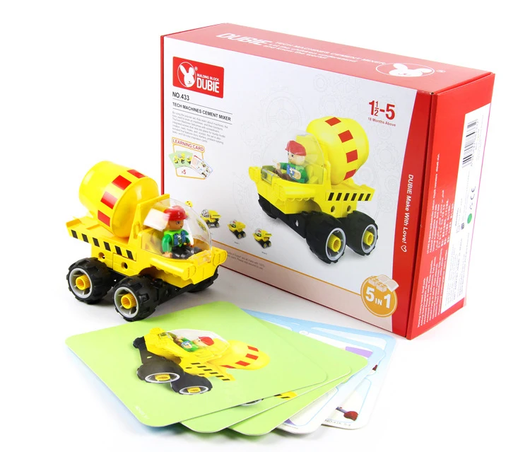 Engineering vehicle excavating and pushing Machinery Group large Particle Building Block screw assembling Educational Toys