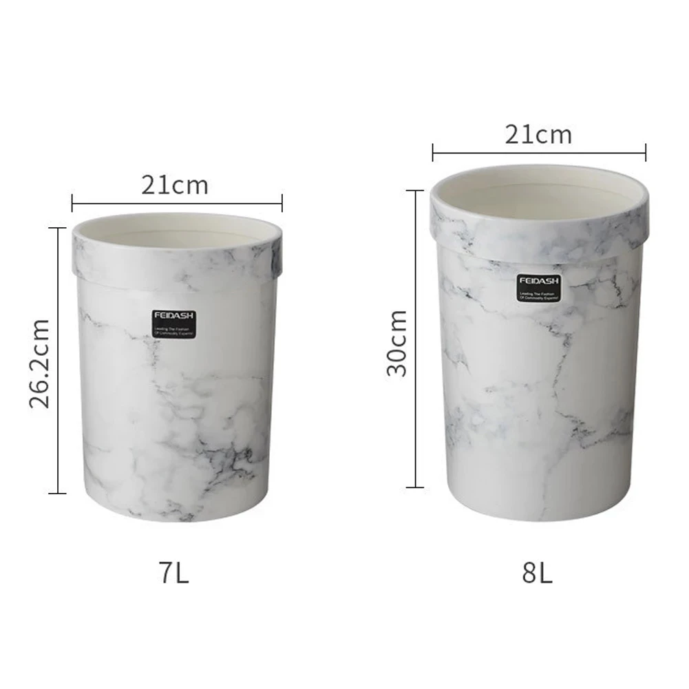 Marble Pattern Plastic Trash Can Without Lid European Style Dustbin Office Garbage Bucket Living Room Bedroom Waste Bin