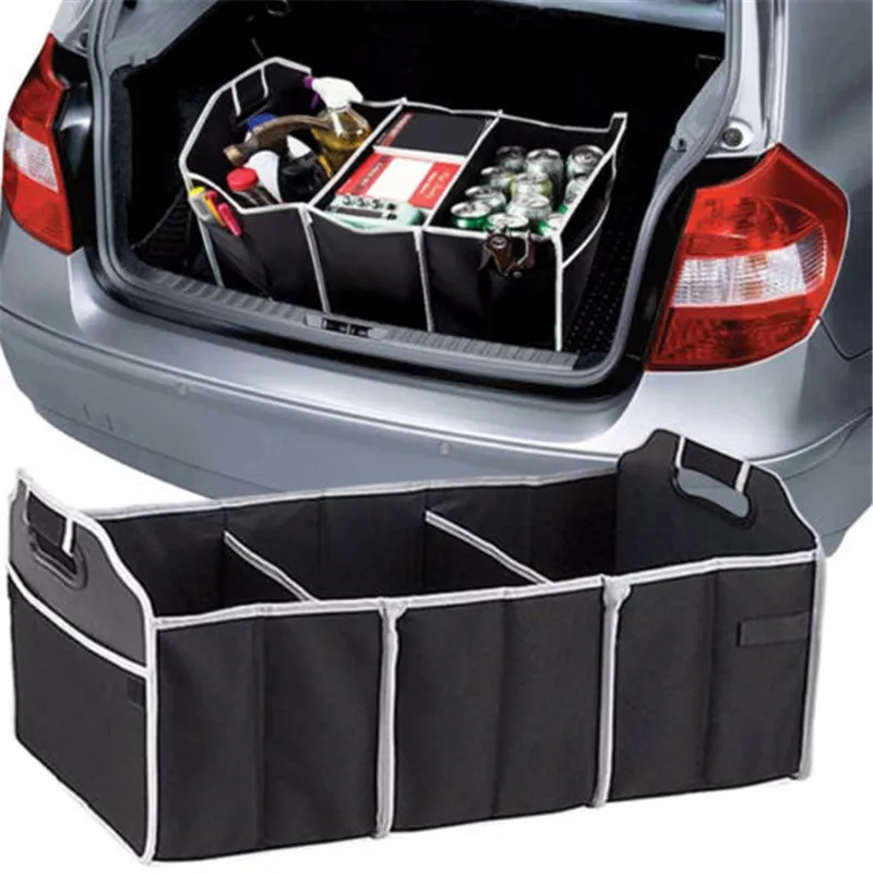 Car Trunk Storage Box Extra Large Collapsible Organizer With 3 Compartments Home Car Seat Organizer Car Accessories Interior