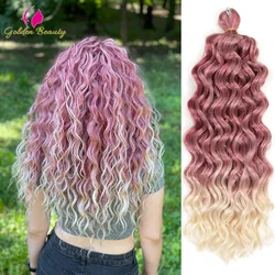 Extensiones de Cabello sintético para mujer, trenzas de ganchillo con ondas profundas, rizo de Kanekalon, Hawaiano, preenrollado