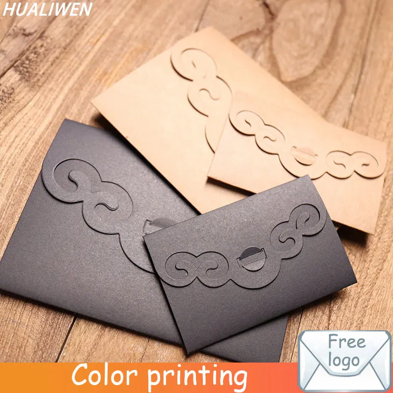 

10pcs 16.2cmx11.4cm Kraft Black Paper Envelope Message Card Envelope Storage Paper Gift Business Envelope Invitation Envelope