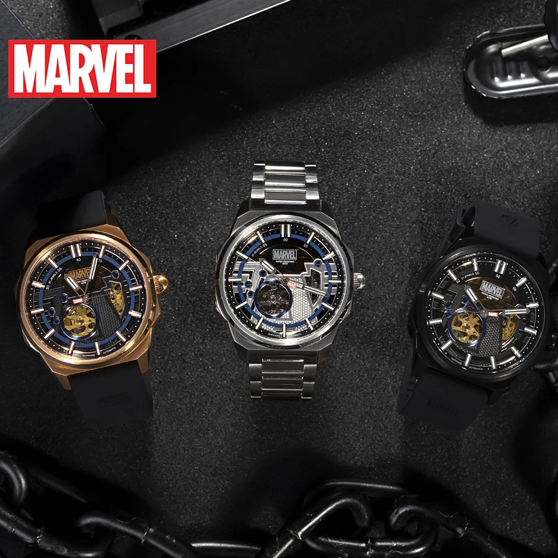 Marvel For Mens Watch Automatic Avengers Captain America Sapphire Crystal Hollow New Mechanical Wristwatches Male 50m Waterproof