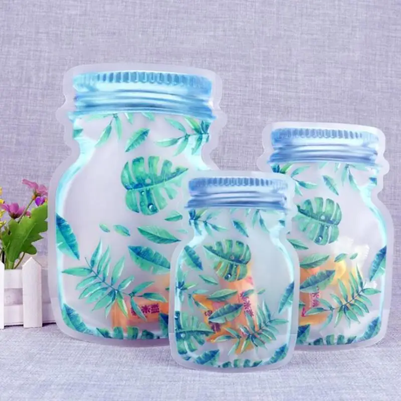 Reusable Mason Jar Bottles Bags Nuts Candy Cookies Bag Waterproof Seal Fresh Food Storage Bag Snacks Sandwich Zip Lock Bags