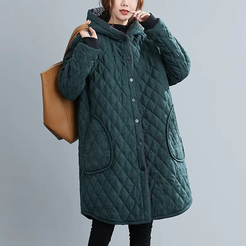 Winter Chaqueta Casual Cotton Padded Clothes Quilted Velvet Thickening Cold-Proof Soft Hooded Coat Women\'s Jacket Abrigos y810