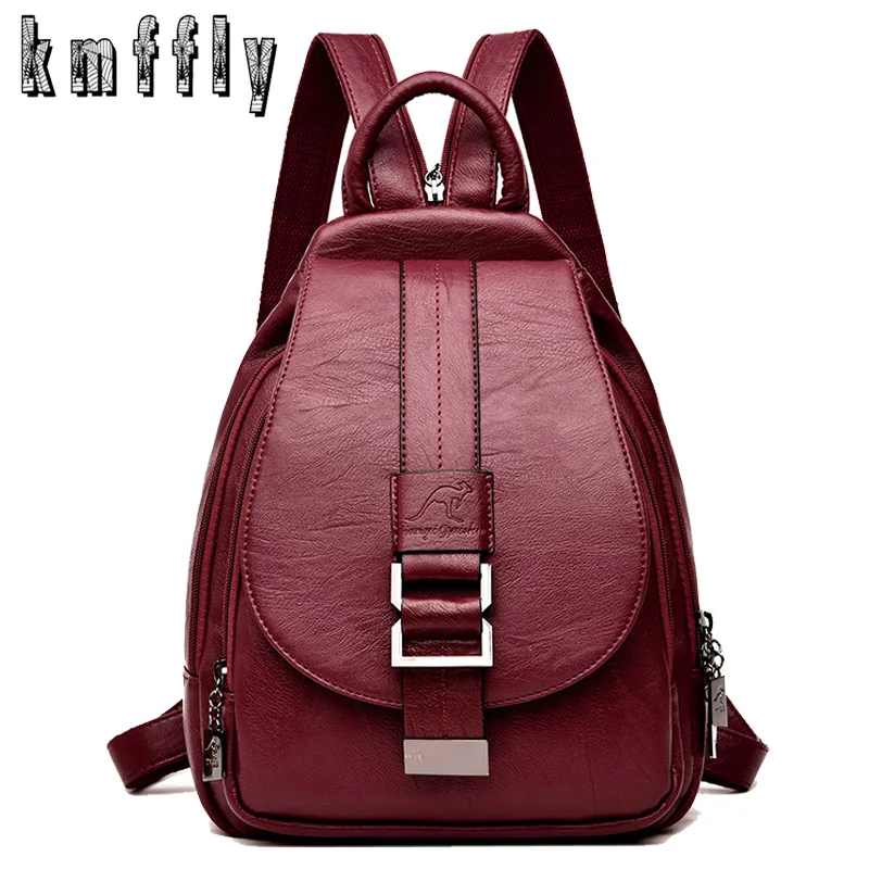 2021 Women Leather Backpacks Vintage Shoulder Bag Female Backpack Ladies Travel Backpack Mochila School Bags for Girls Bagpack