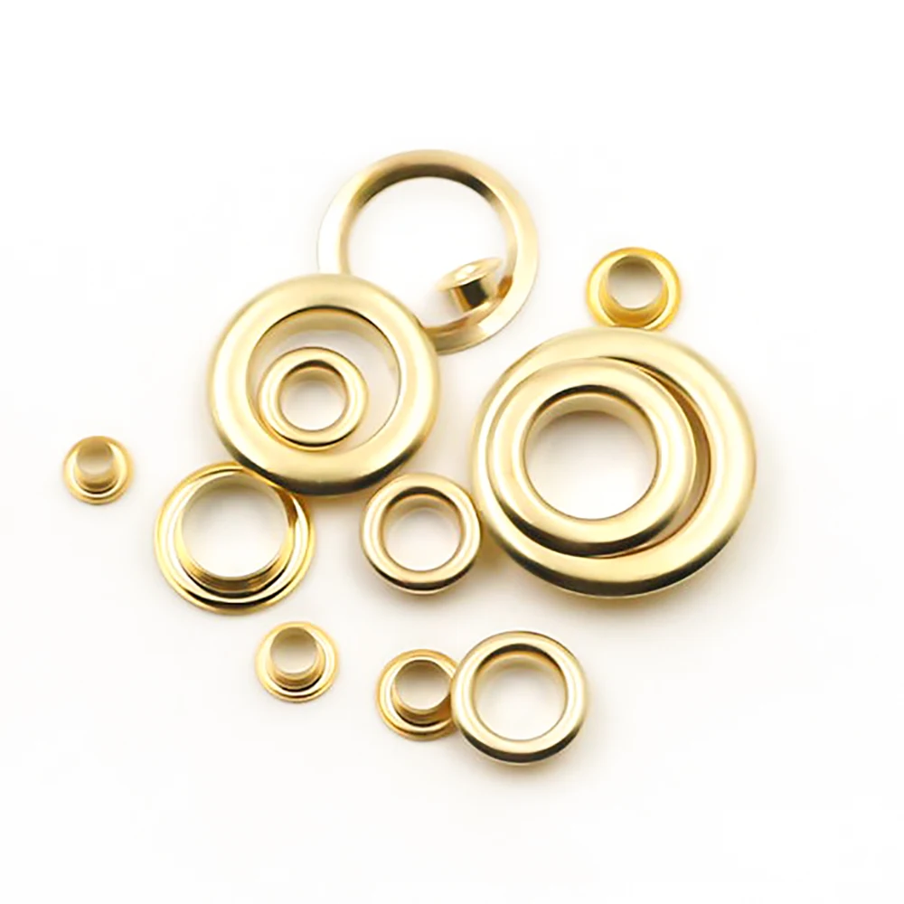 20pcs Gold Brass Eyelets With Washer 3/3.5/4/4.5/5/6/8/10/12/14/17mm Leathercraft Repair Grommet for Shoes Bag Clothing Belt Hat