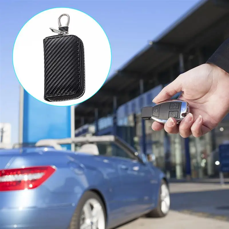 Car RFID Signal Blocking Cover Shielding Zipper Box Key Bag Remote Control Key Shielding PULeather GPS Shielding Shell Protector