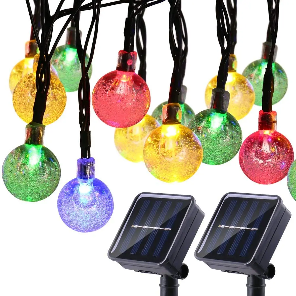 5m 10m Globe Solar String Lights LED Outdoor Bulb String Lights Waterproof Patio Lights for Garden Gazebo Yard Outdoors Decorati