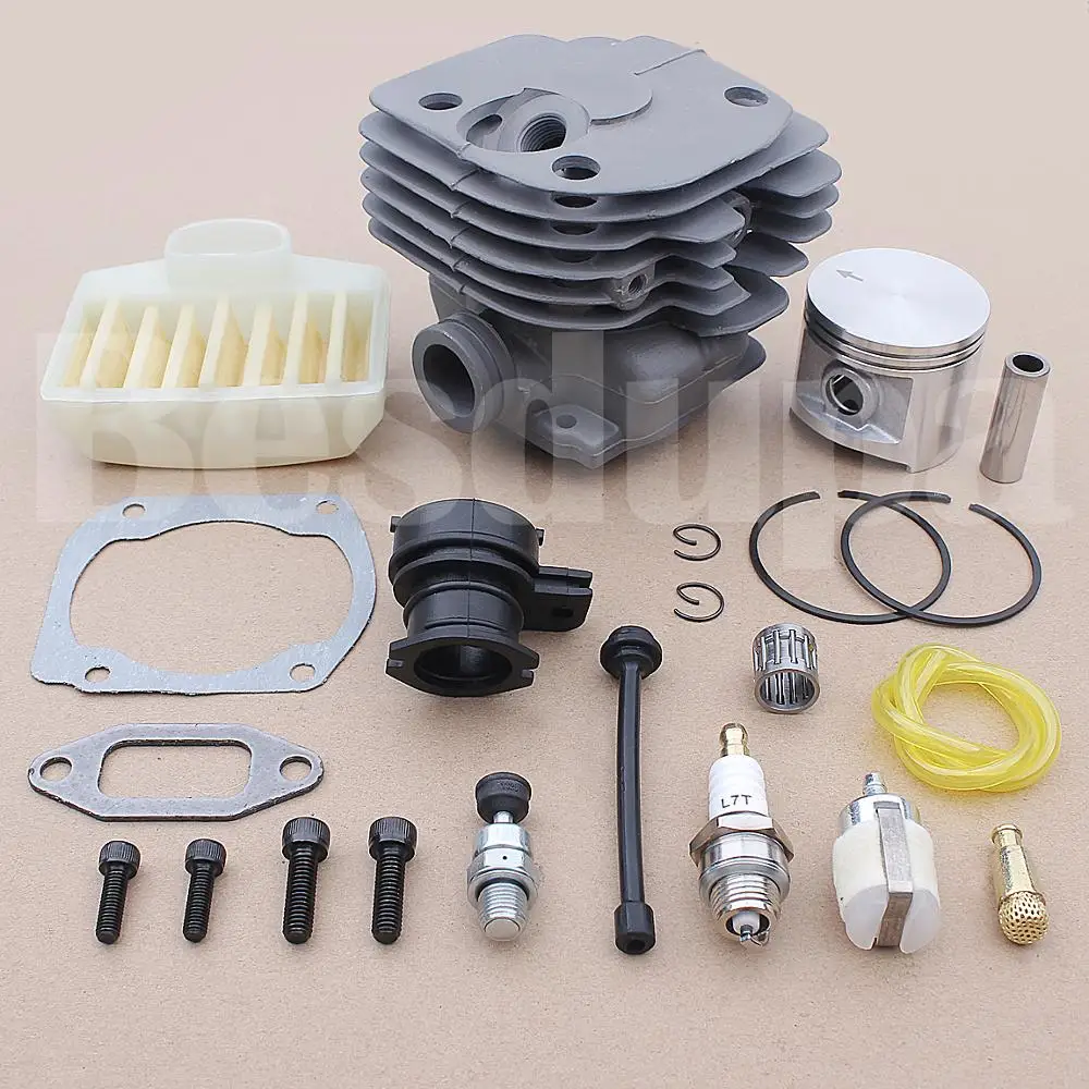 50 مللي متر اسطوانة مجموعة كبّاس ل Husqvarna 372 371 365 362 قطع غيار المنشار 503939372 503814502    مشعب سحب فلتر الوقود الهوائي