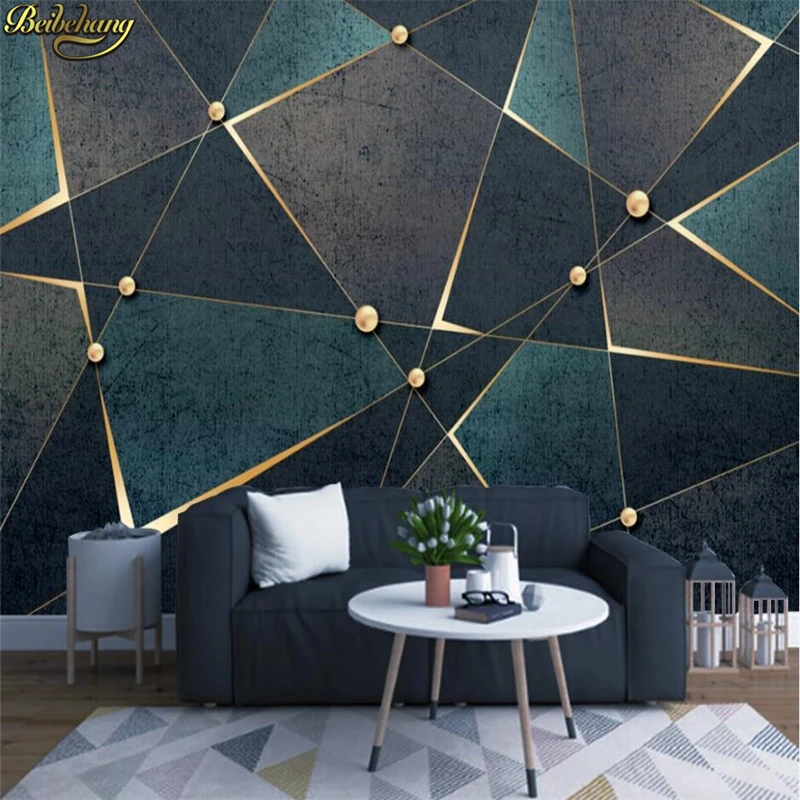 beibehang Custom 3d wallpaper mural modern minimalist abstract geometric golden lines retro light luxury background wall paper