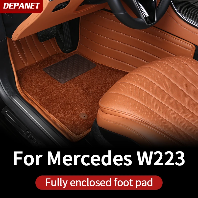 Leathe Fully enclosed floor mats for 2021~2024 Mercedes w223 S series floot mat benz  S400 S450 S550 interior trim accessories