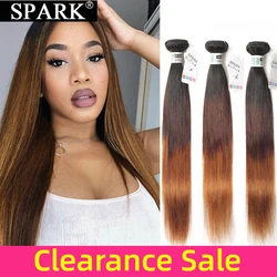 Spark-Cabello Humano liso brasileño para mujer negra, mechones de tejido de cabello Remy, 100% humano, ombré, 1/3/4 piezas