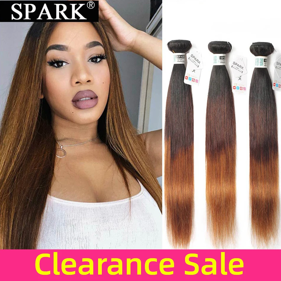 Spark Ombre Brazilian Straight Human Hair 1/3/4PCS Remy Hair Weave Bundles 100% Human Hair Weaving For Black Woman