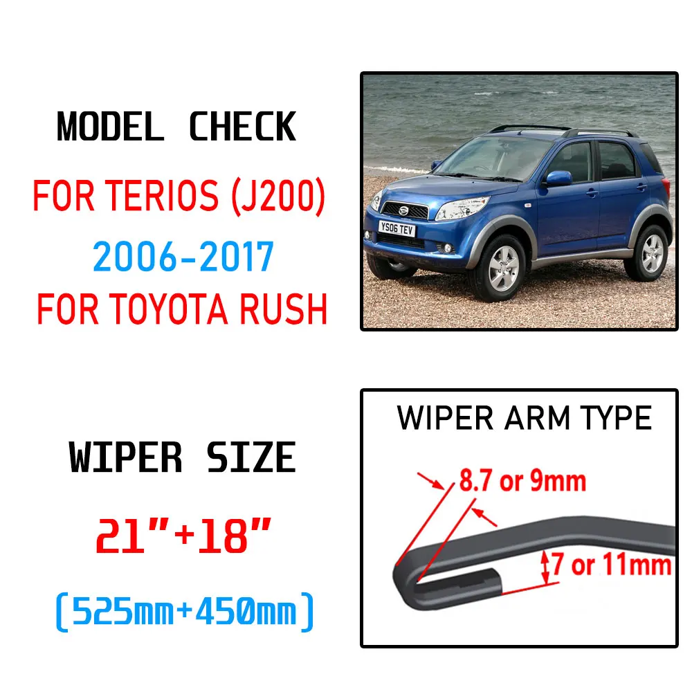 For Daihatsu Terios Bego Toyota Rush 2006~2017 J200 Accessories Windscreen Wiper Blade for Car 2007 2008 2009 2010 2015 2016