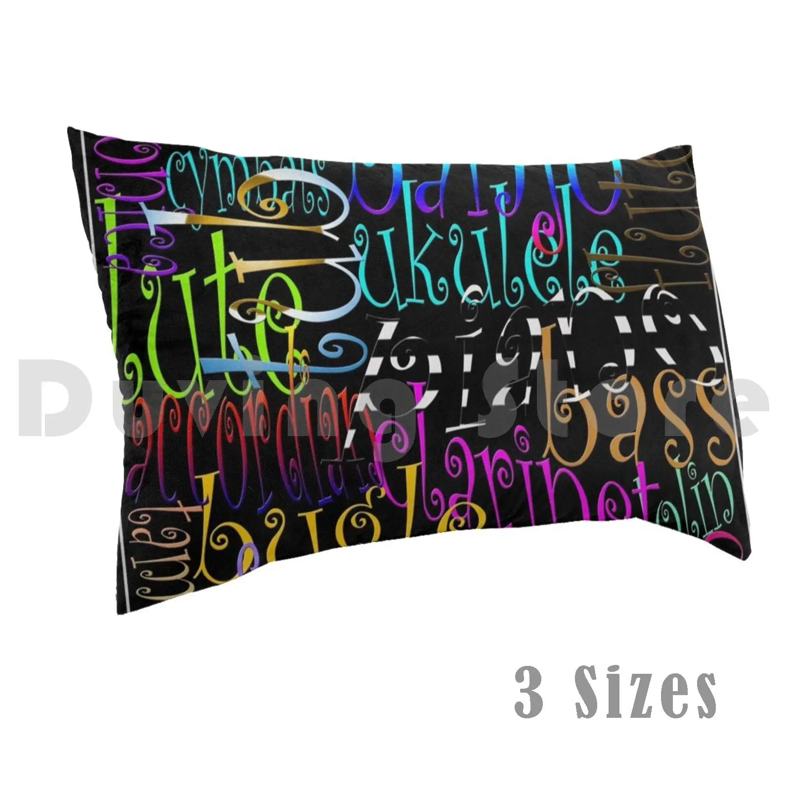 Graphic Music Pillow Case 20*30 Inch Music Musical Instruments Sax Piano Trumpet Drums Banjo Guitar Violin