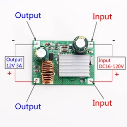 Módulo reductor de fuente de alimentación, convertidor Buck Step Up, 9V, 12V, 24V, 36V, 48V, 72V, 84V, 120V a 5V, 3a