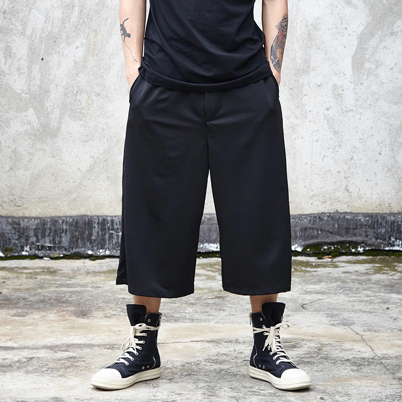 Men's new classic simple dark Japanese casual loose-fitting wide-leg pants