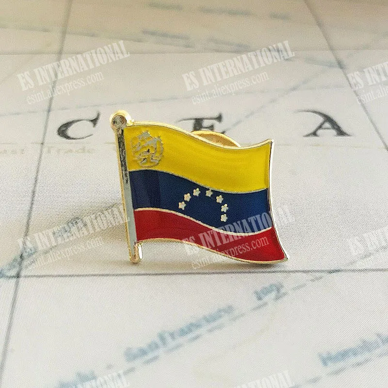 VENEZUELA National Flag Embroidery Patches Badge Shield And Square Shape Pin One Set On The Cloth Armband Backpack Decoration