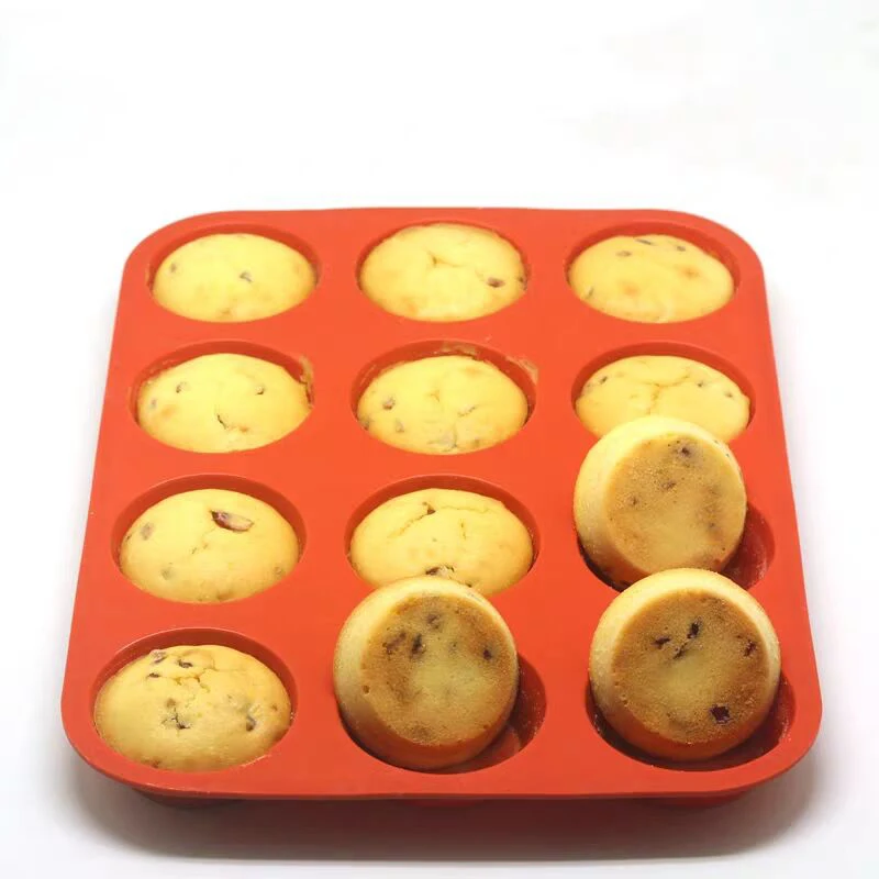 Mini Muffin 12 Holes Silicone Round Mold DIY Cupcake Cookies Fondant Baking Pan Non-Stick Pudding Steamed Cake Mold Baking Tool