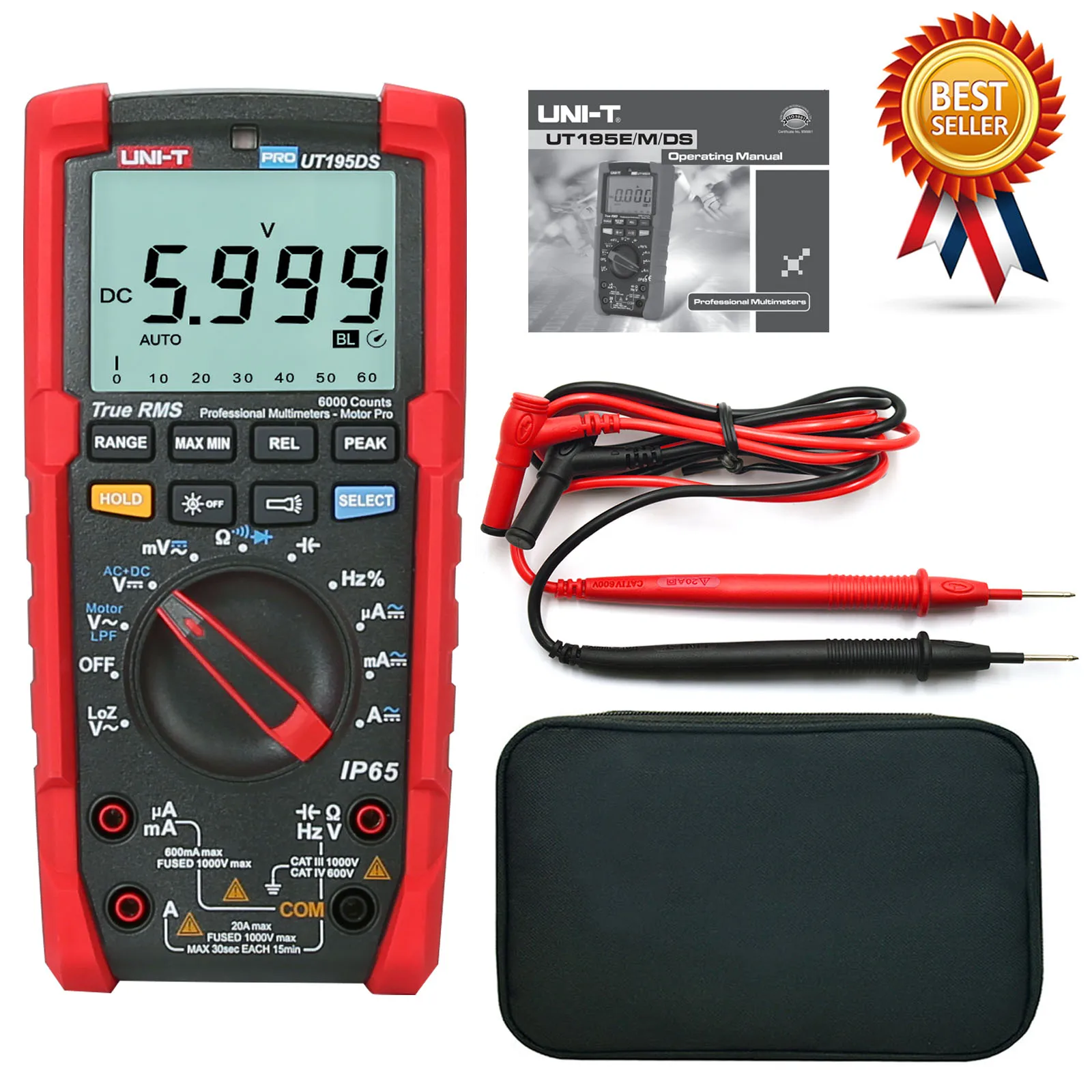 UNI-T UT195DS Multimetro industriale impermeabile Torcia IP65 UT195E Misurazione della tensione LoZ Multimetro digitale a vero RMS