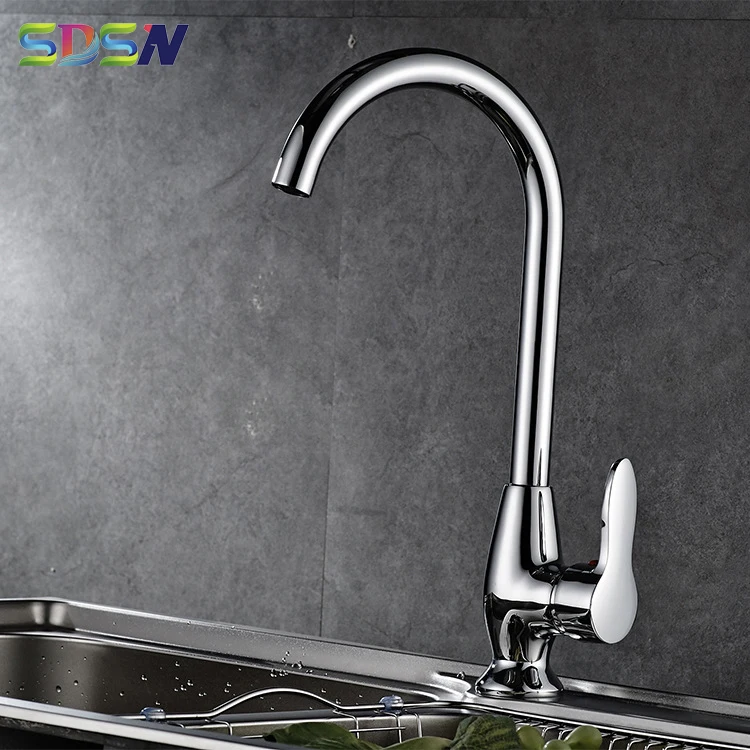 Kitchen Faucets SDSN Hot Cold Kitchen Sink Mixer Tap Quality Polished Chrome Kitchen Faucet Deck Mounted Kitchen Faucets