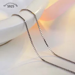 Genuine Real Pure Solid 925 Sterling Silver Chain Necklace for Women Box Basic Chains DIY Jewelry Female Clavicle Necklace
