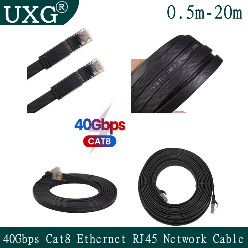 Cat8 Ethernet Kabel 40Gbps 2000MHz Netzwerk Kabel Lan RJ45 Cat7 10Gbps Patchkabel für Laptops PS4 Router RJ45 Ethernet Flache Kabel