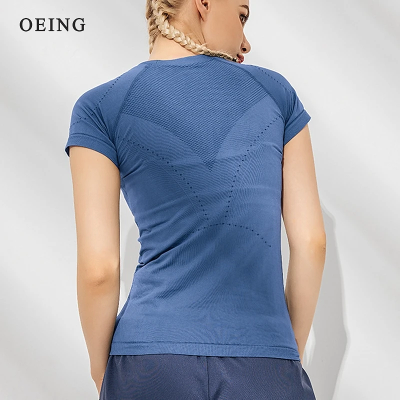 Oddychająca siłownia joga t-shirty damskie szybkoschnące krótki Top Sport Tee Fitness koszulka do biegania z krótkim rękawem topy trening odzież treningowa