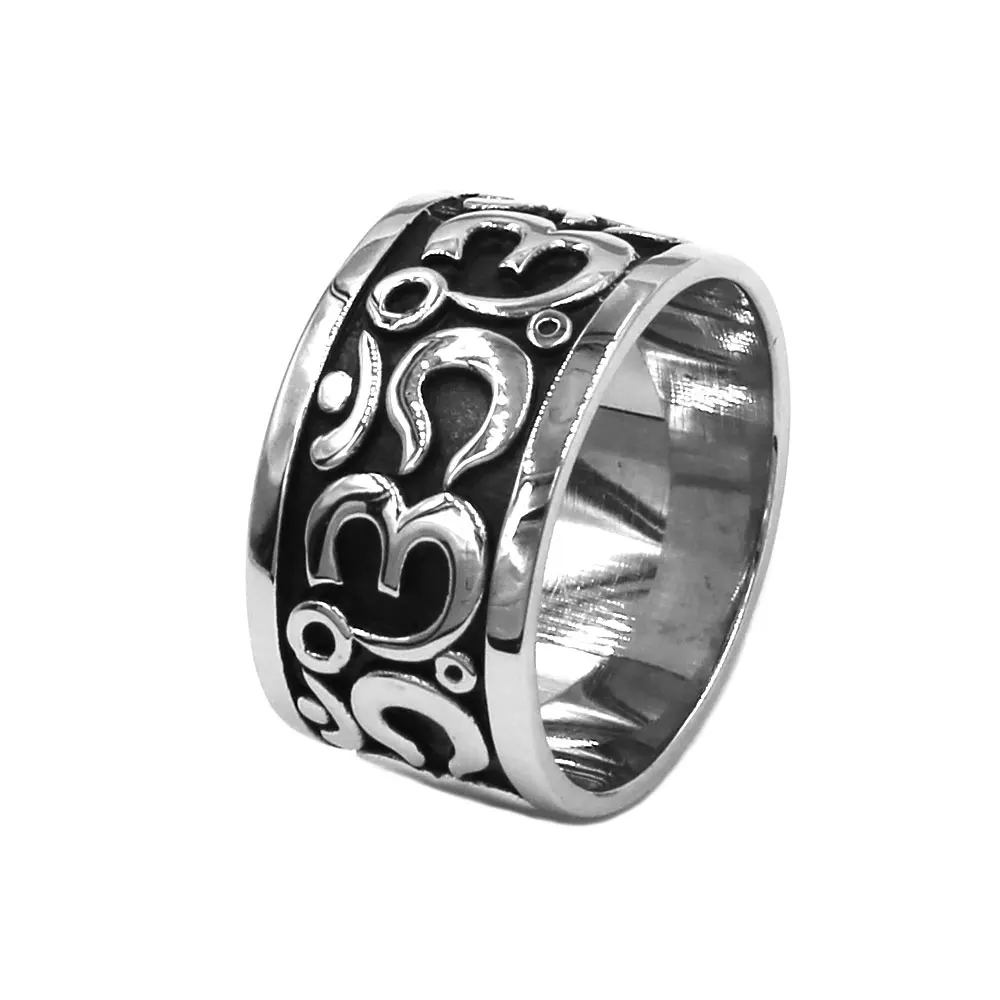 Wholesale Om Symbol,Buddhism, Zen Art Ring Stainless Steel Jewelry India Om Yoga Motor Biker Ring Mens Ring SWR1011A