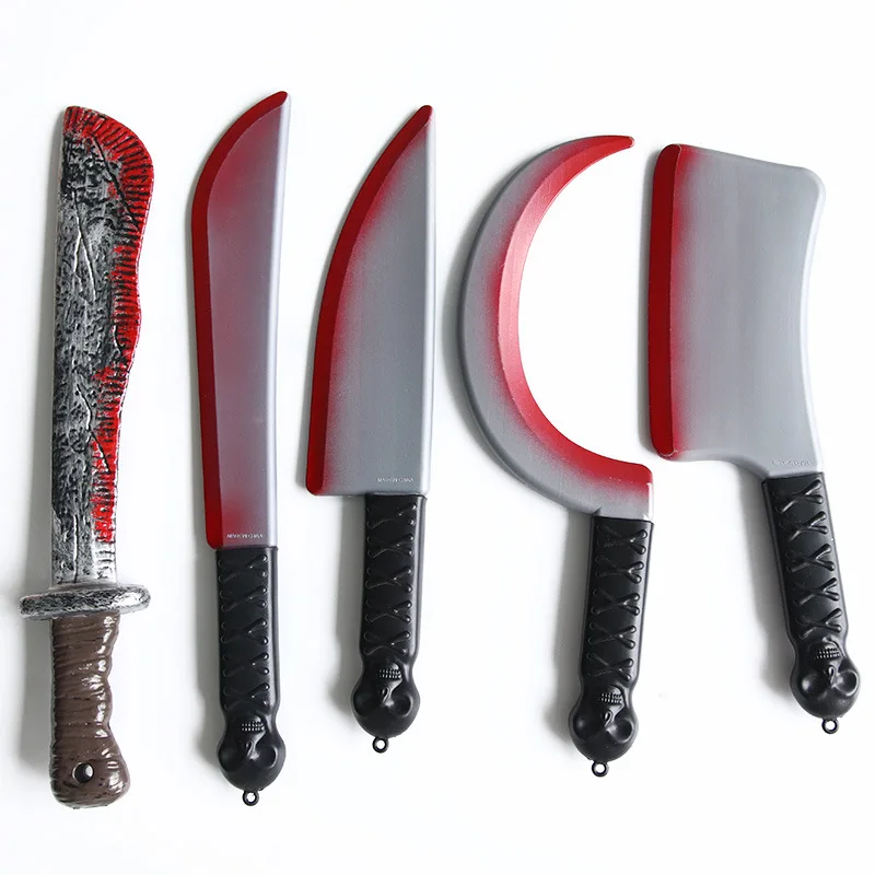 Cuchillo de sangre de plástico para Halloween, accesorios de Festival fantasma