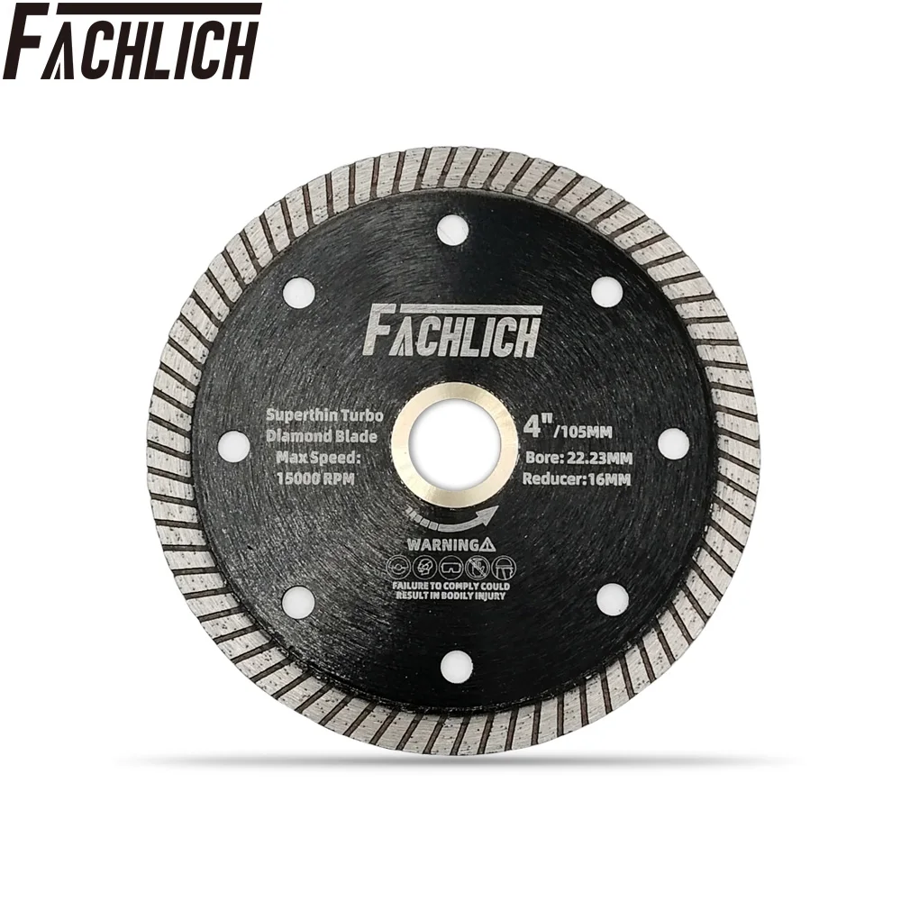 FACHLICH 1pc Diamond Turbo Saw Blades for Marble Ceramic Tile Granite Porcelain Super-Thin Cutting Disc Dia 4" 4.5" 5"