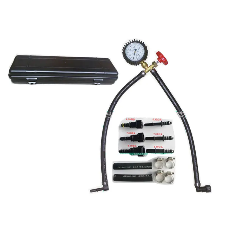 Car Fuel Pressure Gauge Oil Gasoline Pressure Gauge Test With Quick Connector Rubber Hose For Auto Repair 1set