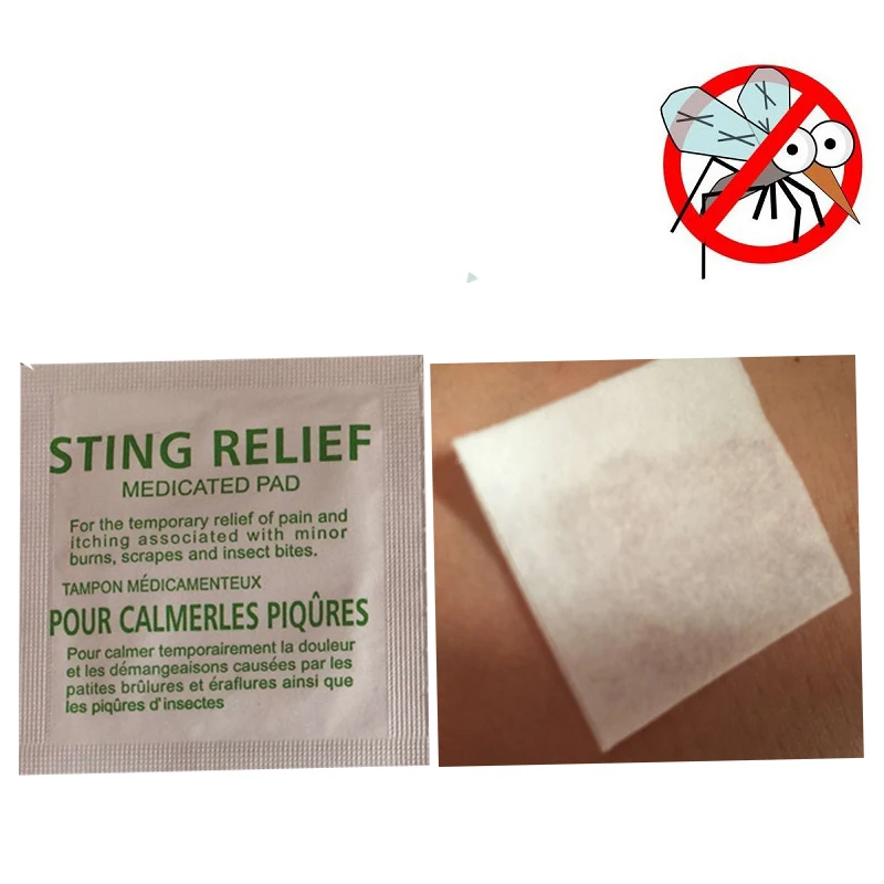 100Pcs Sting Relief Wipe Disposable Anti-itch Patch Clean Itching Tablets First Aid Kit Outdoor Mosquito Bite Prevention 6 X 3cm