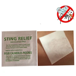 100 sztuk Sting Relief Wipe jednorazowe plastry przeciw swędzeniu czyste tabletki swędzenie apteczka zewnętrzna zapobieganie ukąszeniom komarów 6X3cm