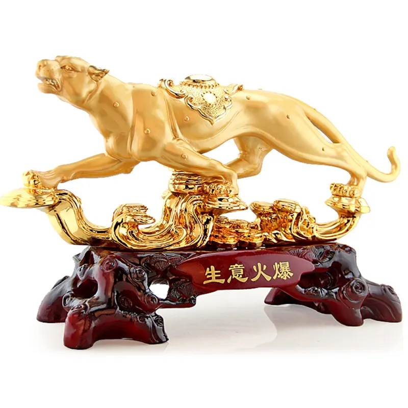 

55CM MODERN ABSTRACT LUCKY GOLD PANTHER SCULPTURE GEOMETRIC RESIN LEOPARD STATUE WILDLIFE DECOR GIFT CRAFT ORNAMENT R4297