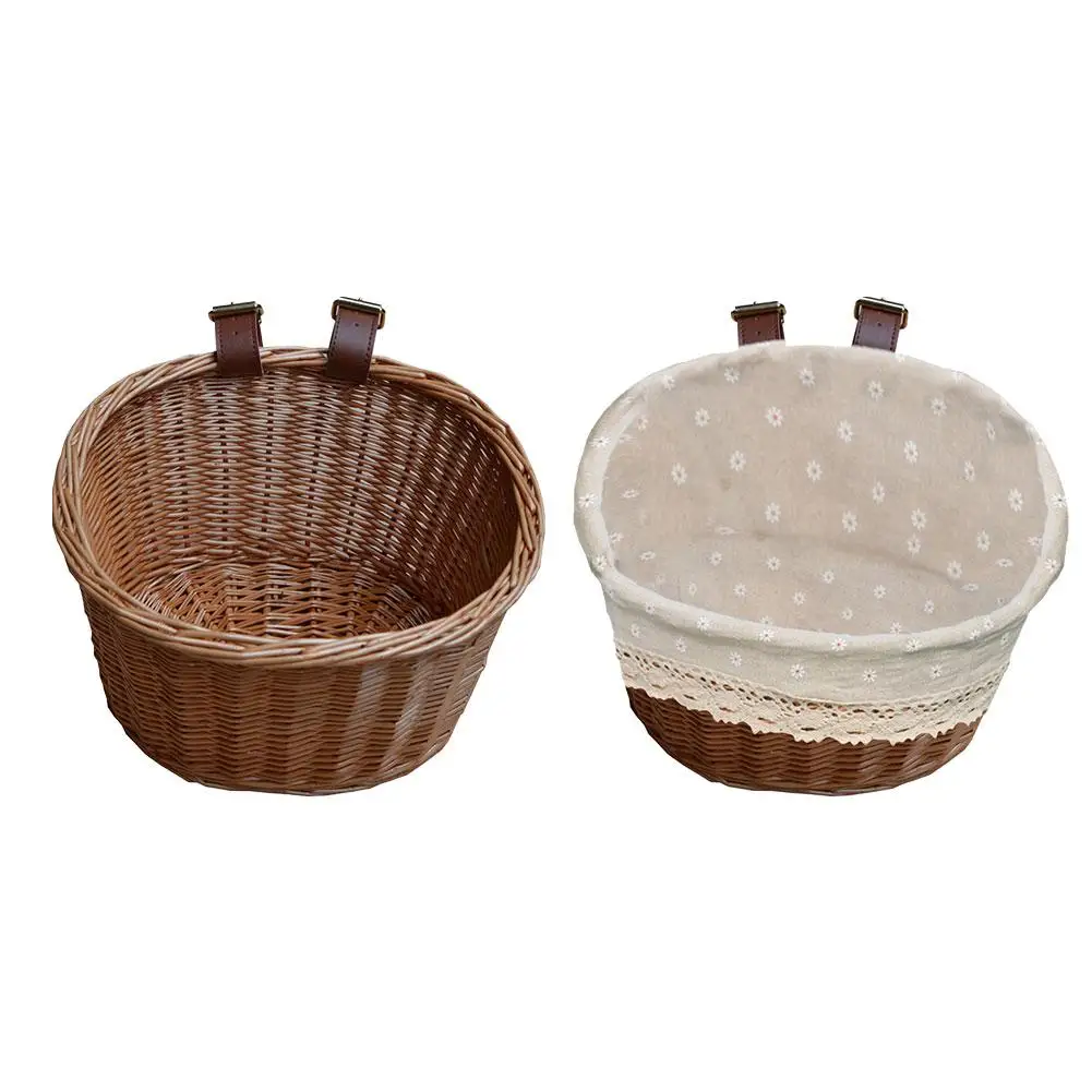 New Style Vintage Wicker Kids Bike Bicycle Hand-made Front Basket Shopping Box High Quality Outdoor Sports Accessories Drop Ship