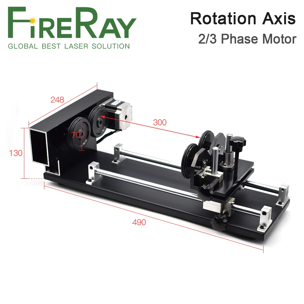 FireRay Rotation Axis 4Wheels Rotary Engraving Attachment with Rollers Stepper Motor for Co2 Laser Engraving and Cutting Machine