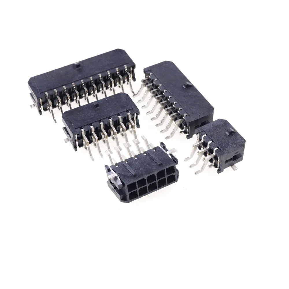 Imagem -05 - Circuitos Duplos da Fileira da Bolacha do Conector 3.0 mm Micro-ajuste dos Peças 10 12 14 16 18 20 22 24 Pinos do Ângulo Direito Estanho da Guia da Solda de Smt 1000100