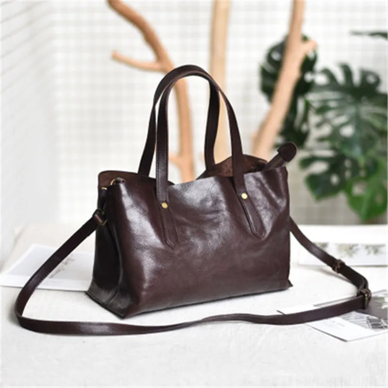 Original design handmade bag Genuine leather Multicompartment soft cowhide handbag Multicompartment commuter female shoulder bag