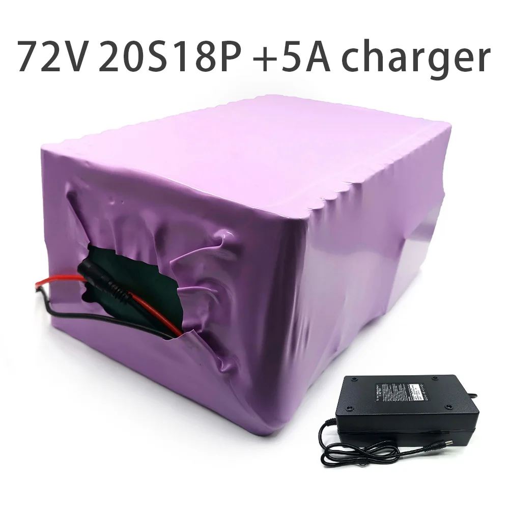 With 5A charger 63Ah 20S18P 72V battery e-bike ebike electric bicycle Li-ion Motorcycle  tricycle customizable 370x220x150mm