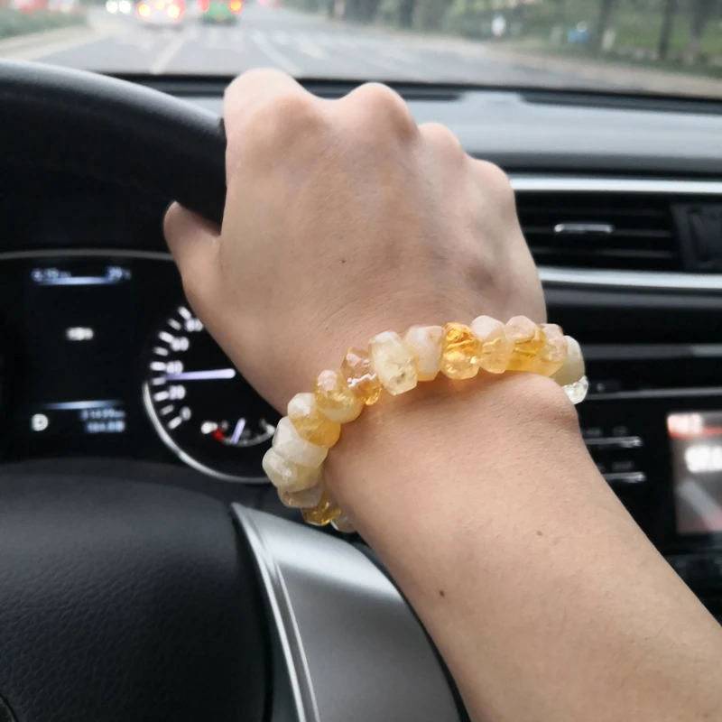 Natural Healing Energy Citrine Bracelets Chakra Meditation Degausst Bracele For Women Men Lucky Jewelry Indefinite Size 8 * 14MM