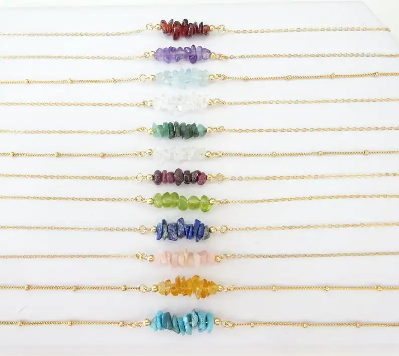 

10Pcs/Lot Natural Citrines Quartz Crystal Nugget Chip Beads Pendant Gold Chains Necklace Women Gemstones Beads Necklace Jewelry