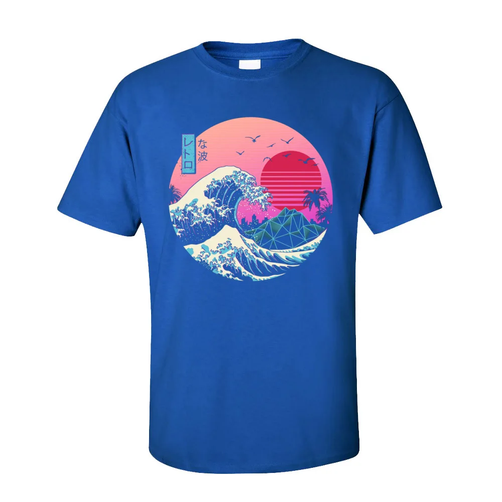 Vaporwave Graphic Tshirt Men Basic T-shirts O Neck Short Sleeve Cotton The Great Retro Wave Tops T Shirt 80s T-shirts Japan