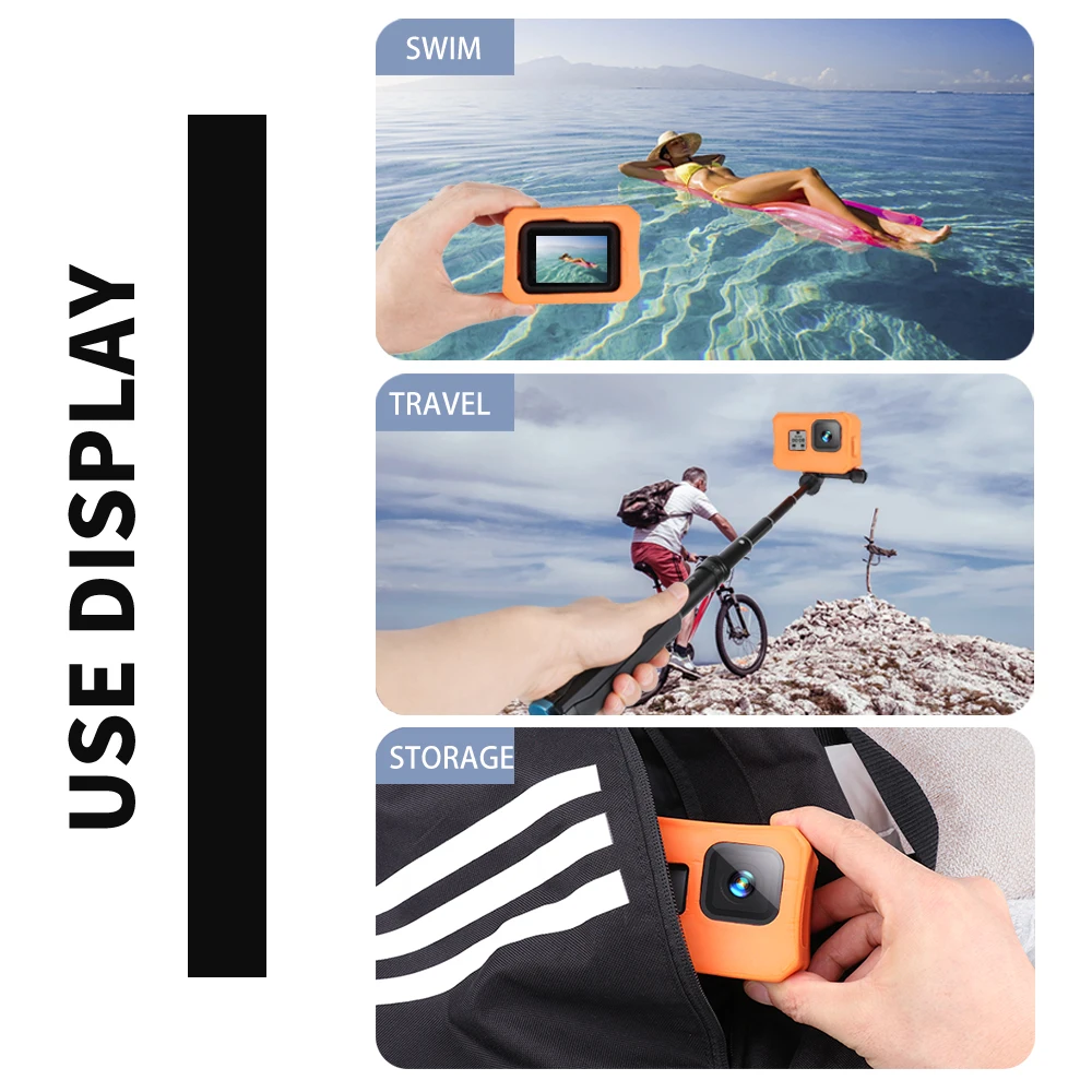 Orange Floaty Case Protective Surfing Cover for Gopro Hero 8 Black Water Accessory Floating Housing Anti-Sink