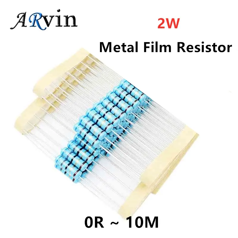 20Pcs 2W Metal Film Resistor 1% 1R ~ 1M 2.2R 4.7R 10R 22R 47R 68R 100R 220R 470R 1K 10K 100K 1M 2.2 4.7 22 47 100 220 470 ohm