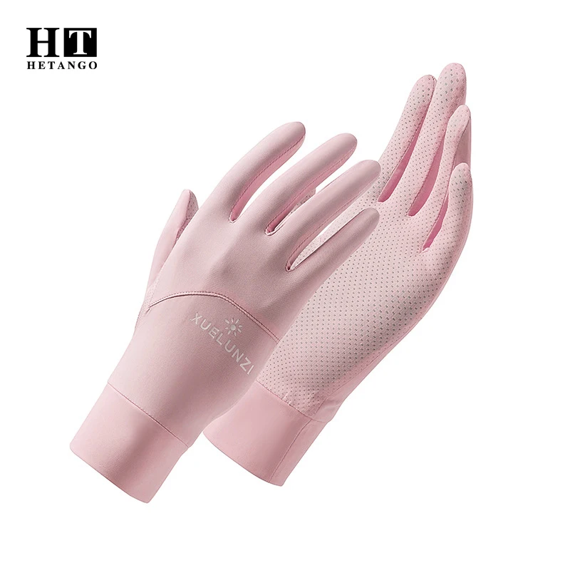 

New Sunscreen Gloves Ladies Summer Non-Slip Breathable Outdoor Driving Anti-Ultraviolet Ice Silk Thin Colored Gloves Women