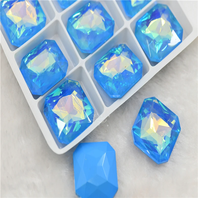 Aquamarine mocha AB glass  beads applique bright stones Crystals for jewelry diy teardrop square round