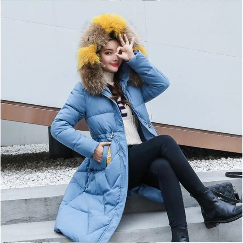 Plus size winter women\'s cotton coat women\'s long section 2020 Korean version of the new large fur collar down jacket