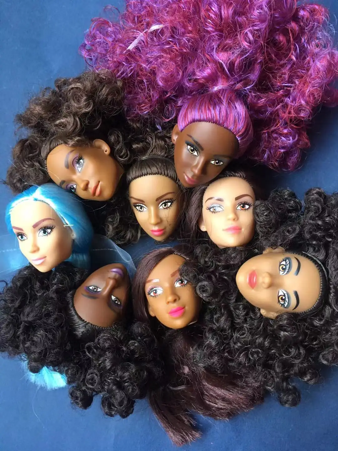 Black Skin 1/6 Head African Lady Doll Head Colorful Hair Doll Accessories High Quality Collection Doll Parts DIY Dressing Heads